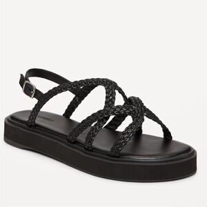 Braided Strappy Black Platform Sandals Women’s Size 7